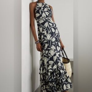 NWT - NEW AGUA BY AGUA BENDITA Magnolia Flora Maxi Dress - NAVY & White